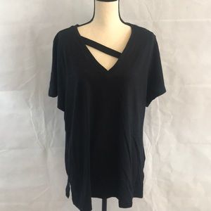 NEW INC Black  Short Sleeve Blouse Size 2X